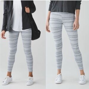 Lululemon High Times Pant Luxtreme Cyber Stripe White Silver Fox Sz 10 Leggings